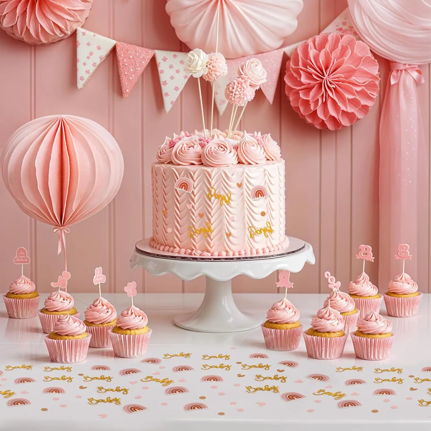 120 Stück Baby-Shower-Konfetti, Konfetti für Geschlechtsenthüllungsfeiern, Regenbogen-Konfetti im Boho-Stil, Geburtstagskonfetti – Detail 4