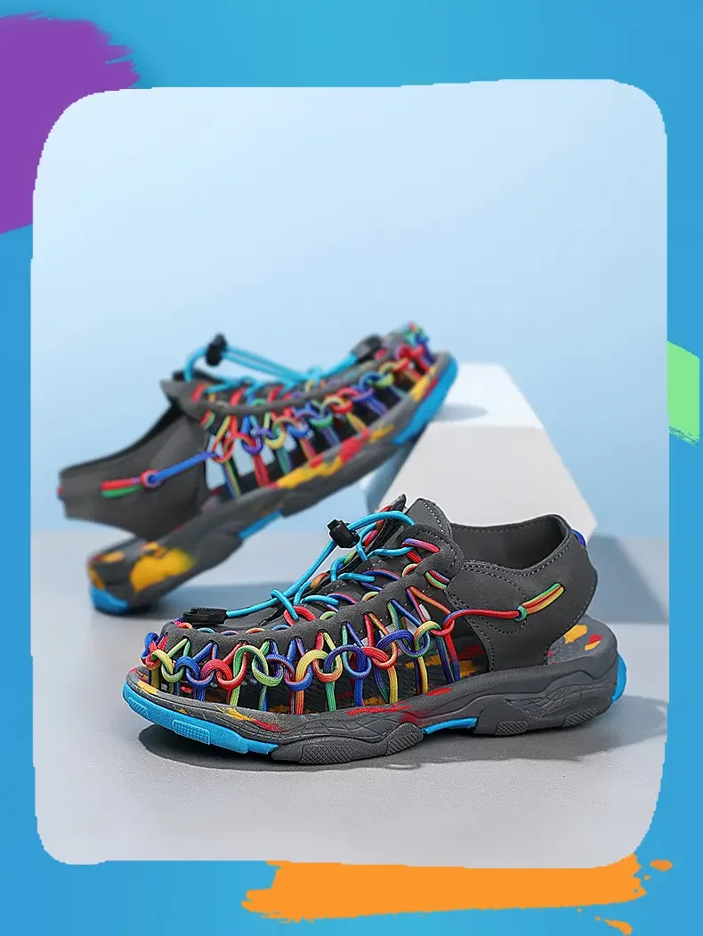 حار بيع الاطفال الصنادل الرياضية الصيف الفتيان أحذية الشاطئ في الهواء الطلق أحذية رياضية الصنادل المطاط عدم الانزلاق صندل كاجوال للأطفال