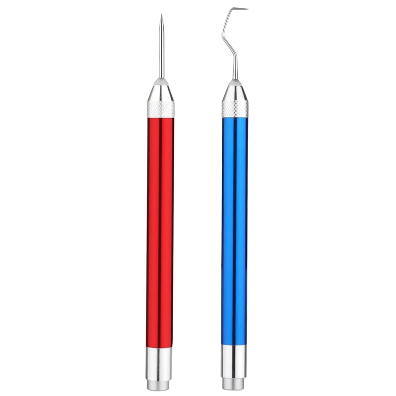 2 Piece LED Weeding Tools For Vinyl Red & Blue Vinyl Weeding Tool With 2 Different Hooks Lighted Weeding Tool Craft Vinyl Tool