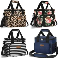 Bolsa de almuerzo con aislamiento térmico de tela Oxford grande de 15L para mujer, bolsa de comida portátil cruzada, bolsa de mano de refrigeración para adultos