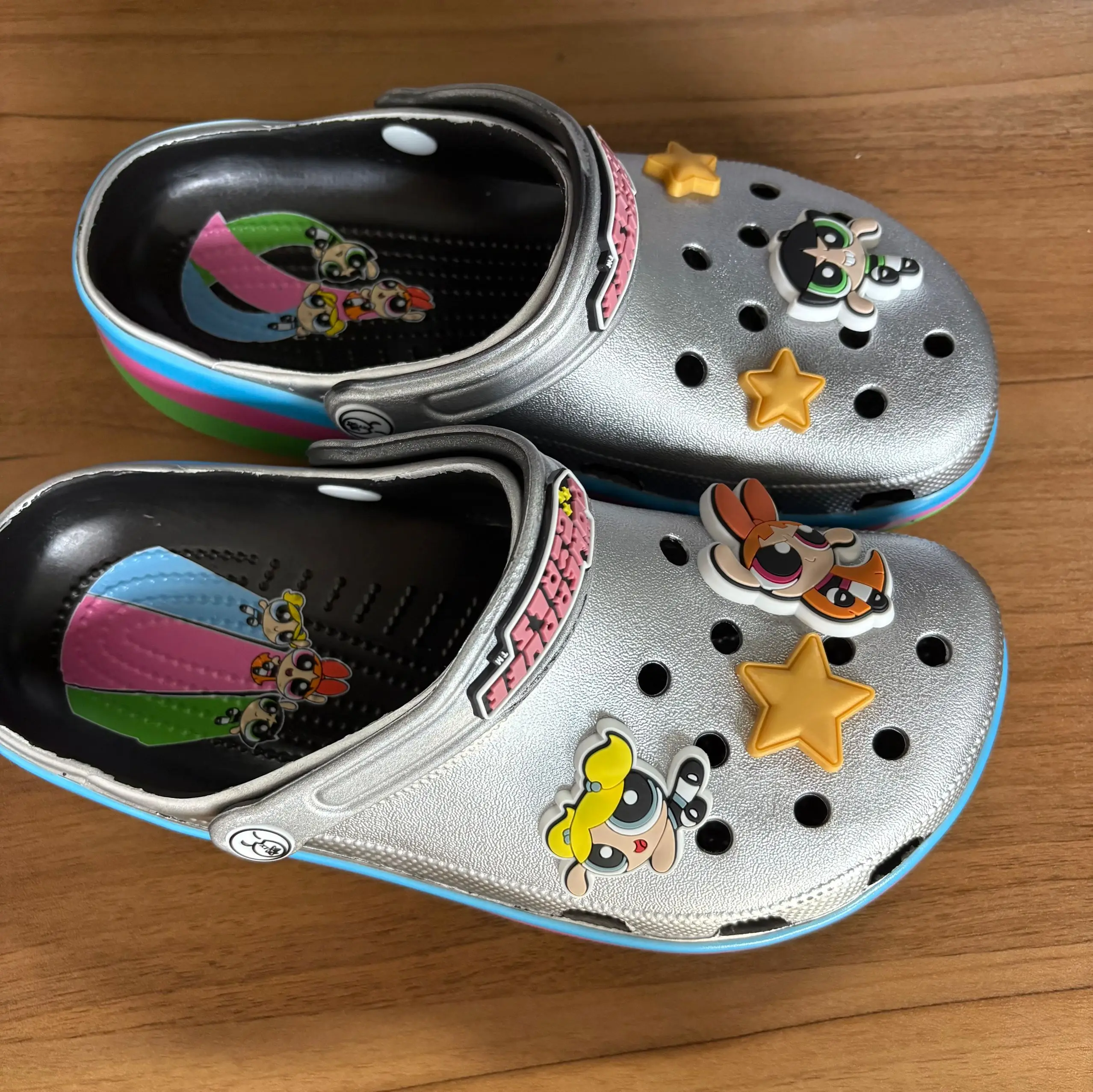 Zuecos estilo cocodrilo Sandalias deslizantes The Powerpuff Girls Zapatos de playa transpirables antideslizantes Zapatos casuales al aire libre para niños niñas adultos