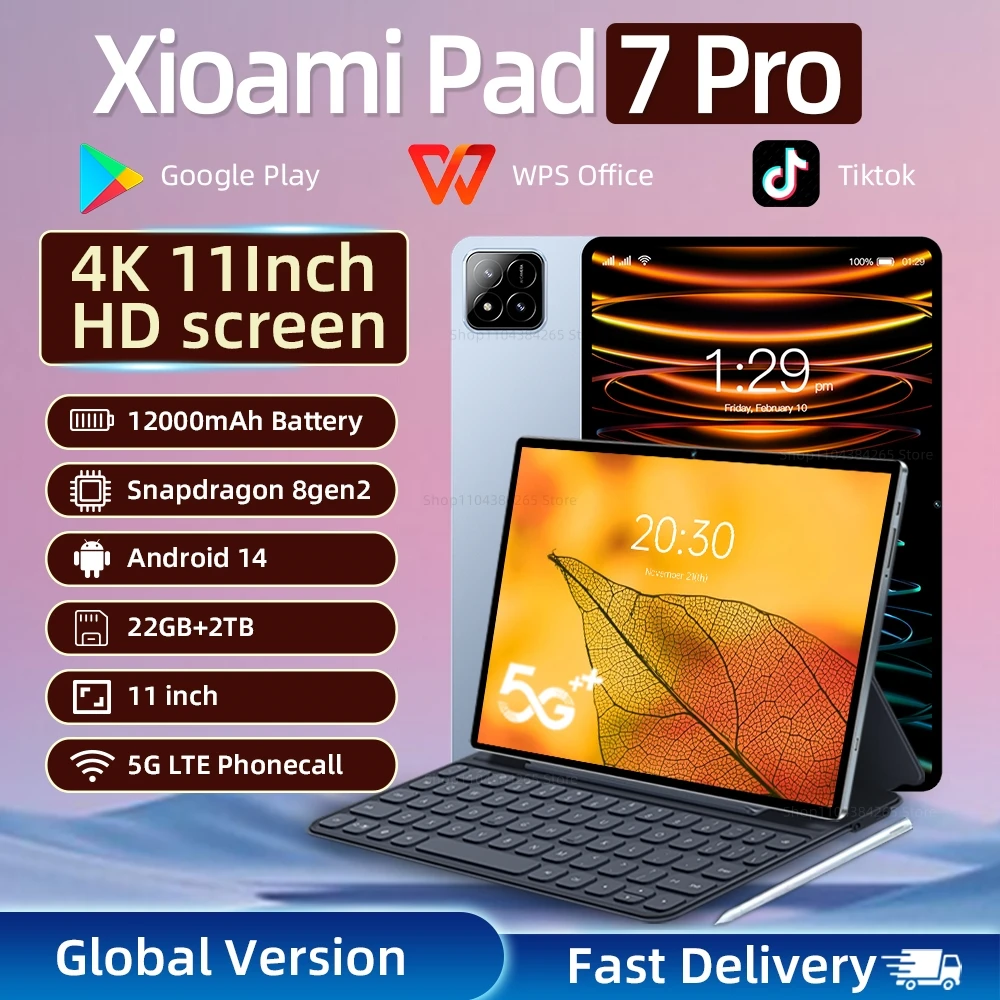 

2025 Global Version Original Tablets PC Pad 7 Pro Snapdragon 8 Gen 2 Android 14 22GB+1TB 20000mAh 5G 11 inch WIFI HD 4K Mi Tab