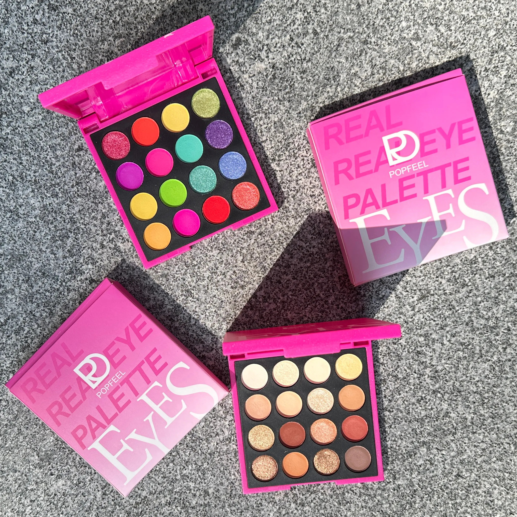 POPFEEL 16색 아이섀도우 팔레트 – 생동감 넘치는 무대 메이크업을 위한 흙빛 톤과 무지개빛 쉐이드의 매트, 쉬머 & 글리터 쉐이드