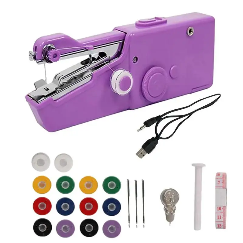 USB Electric Handheld Mini Portable Sewing Machine Kit Cordless Mini Quick Repairing Sewing Machine For Denim Leather