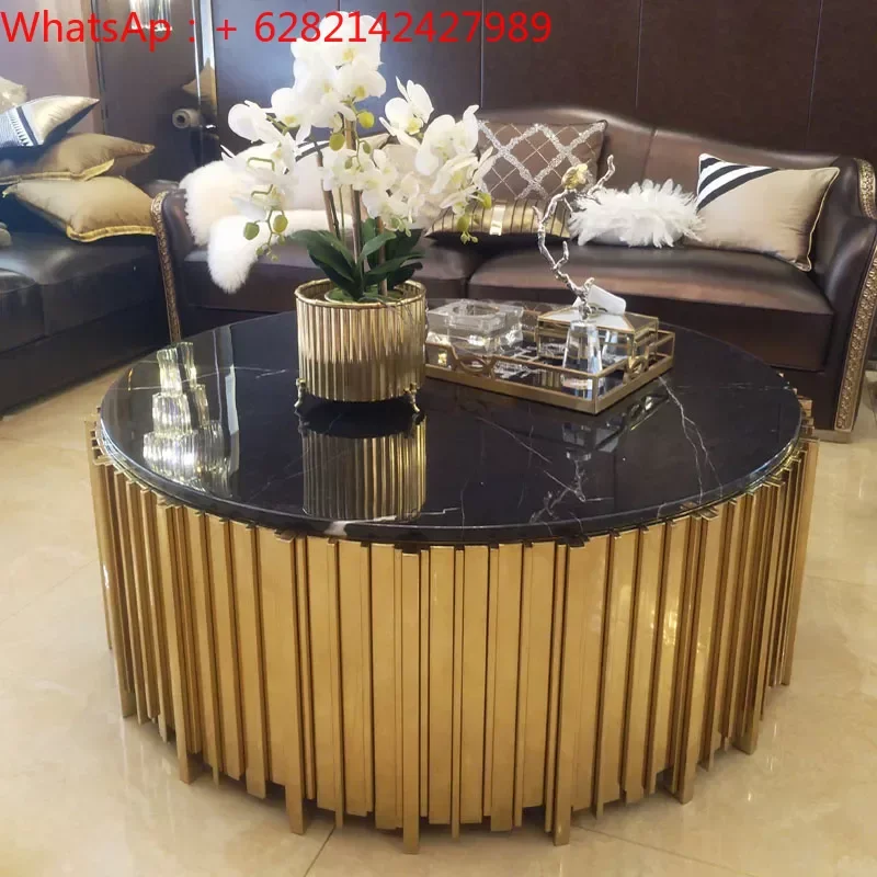 Stainless steel light luxury marble coffee table sample room tea table beauty salon negotiation table high-end