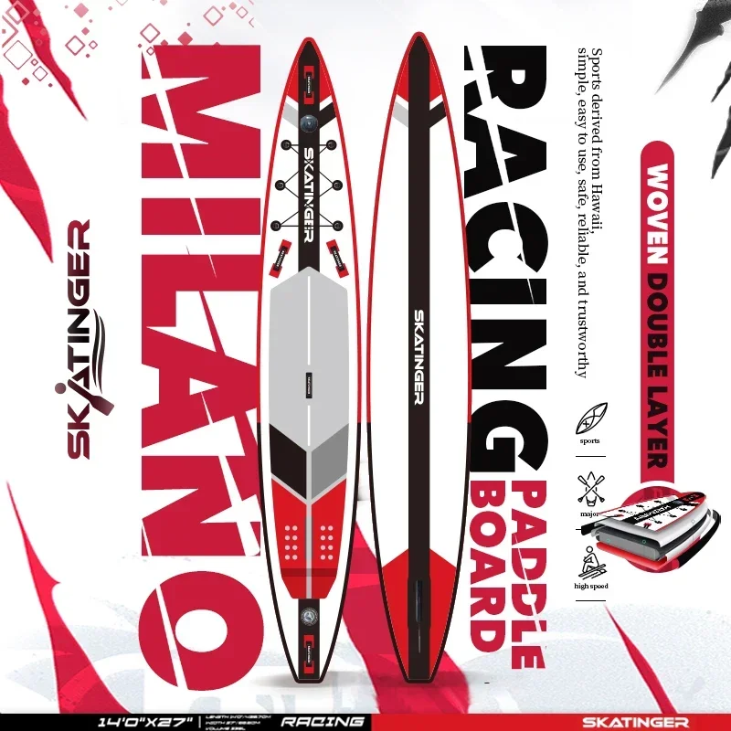 

Factory Skatinger 14 Feet Sup Racing Double Layer Custom Inflatable Surfboard Stand Up Race Racing Paddle Board for Sale