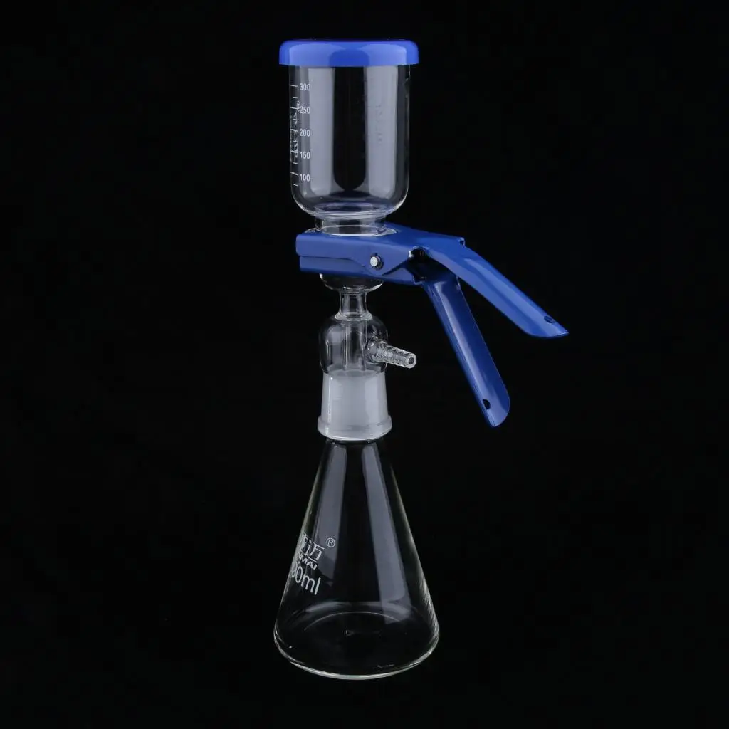Filtration Vacuum Holder Lab Filter Flask Glass 500ml with Sand Core and Graduated Funnel for University Laboratory Testing