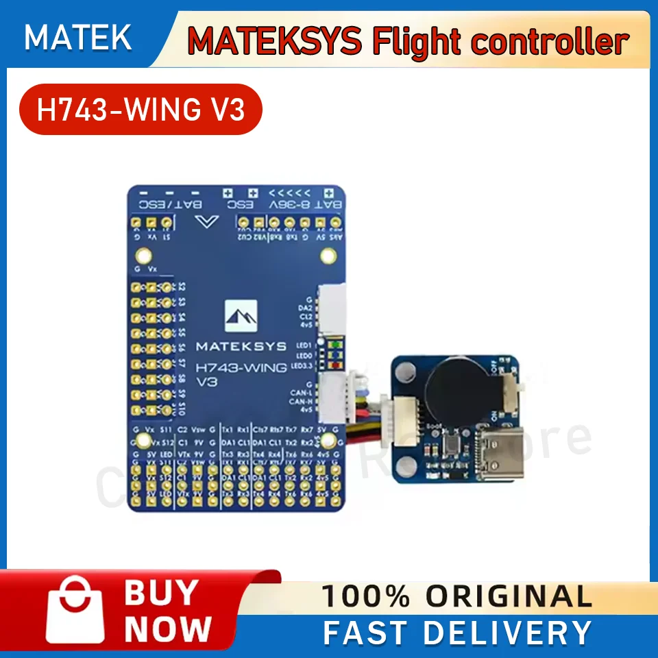 MATEK MATEKSYS Flight Controller H743-WING V3 STM32H743VIT6 Integrierte OSD Blackbox 3~8S LiPo für RC Multirotor Flugzeug