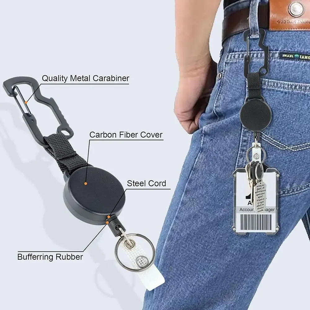 Retractable Badge Holder and Heavy Duty Badge Keychain with Belt Clip  ID Card Holder Accessories Carabiner Badge Holder image 4