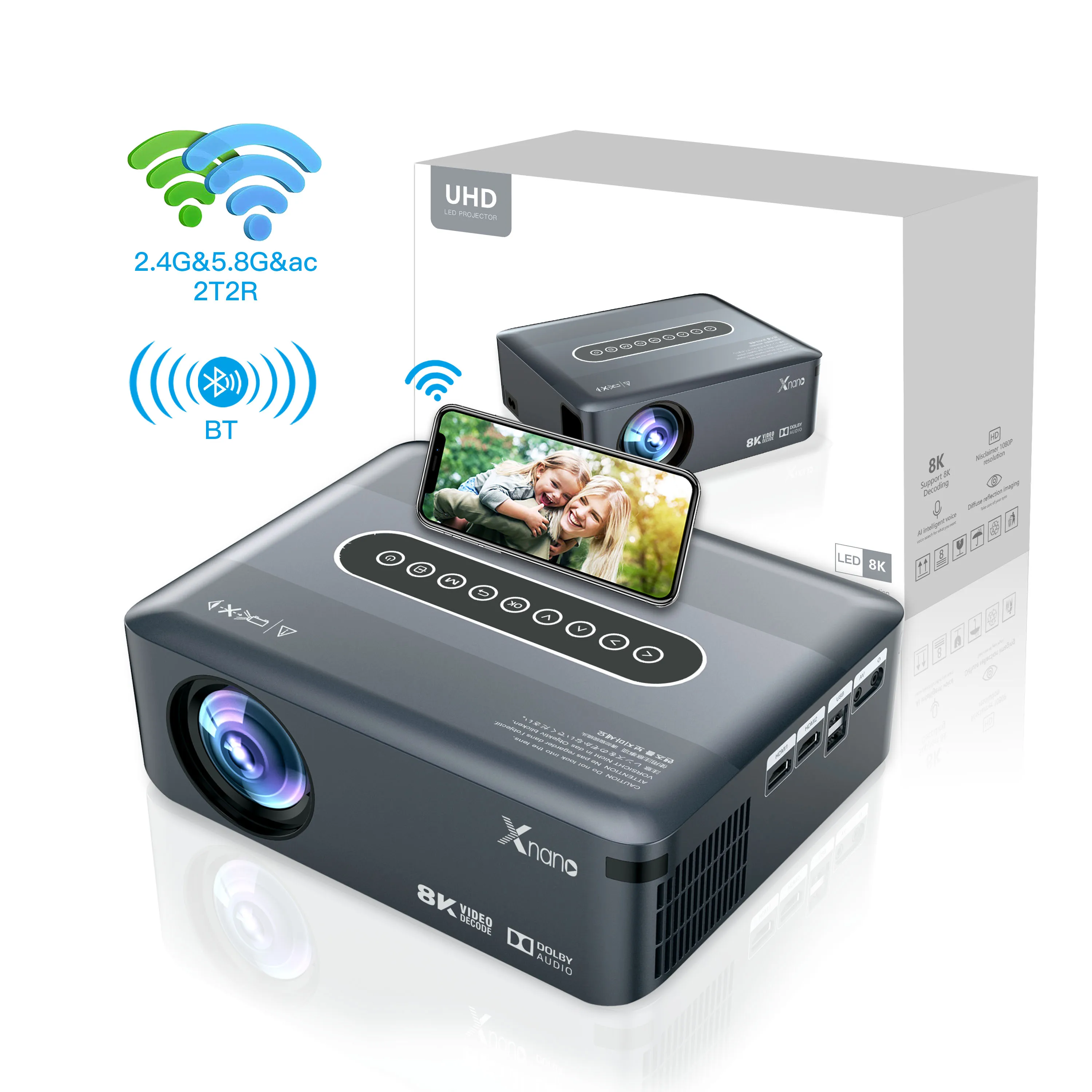 

Top Selling Smart Projector Quad Core Android 9 5G WIFI LED 8K Video Full HD 1080P Home Theater Projector 4K Projectors