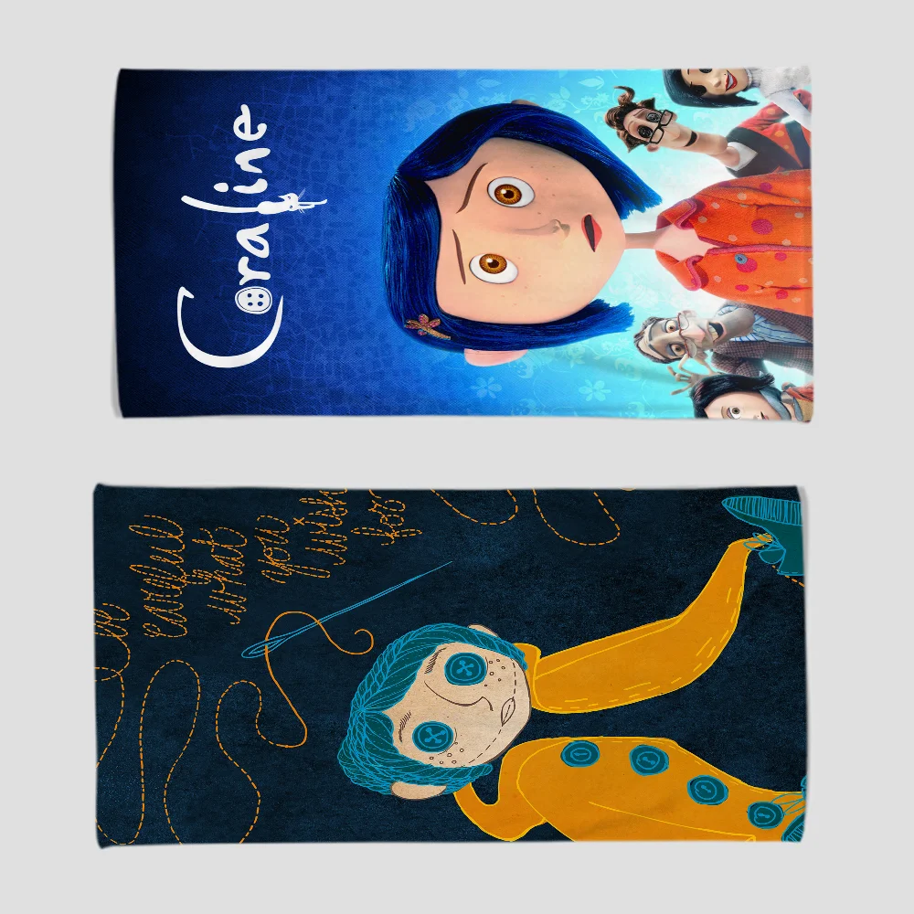 

C-Coraline And The Magic Door Towel Absorbent Quick dry Soft Yoga Swimming Resort Mountain Climbing Towel beach towel