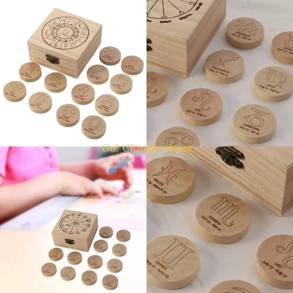 

Q84C Nordic Handmade Woodcut Stones with Storage Box Family Board Game Props Divinations Handmade Games