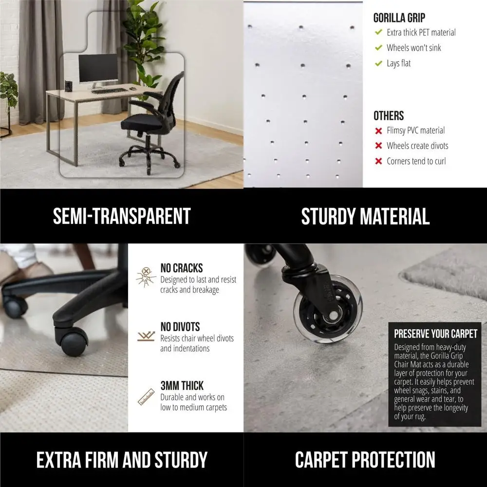 

Коврик для защиты пола для офисных стульев, гладкий рулон под столом, прочный прозрачный пластик, 32,5x48 с губкой