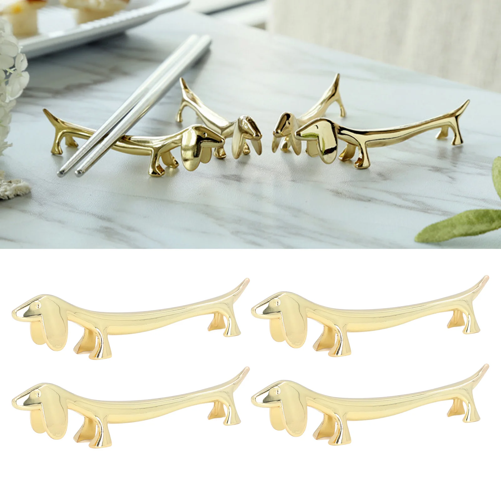 ZK20 4 Adet Çubuk Dinlenme Pürüzsüz Yüzeyler Yeniden Kullanılabilir Sevimli Hayvan Tasarım Altın Çubuk Dinlenme Ev Restoran Parti için