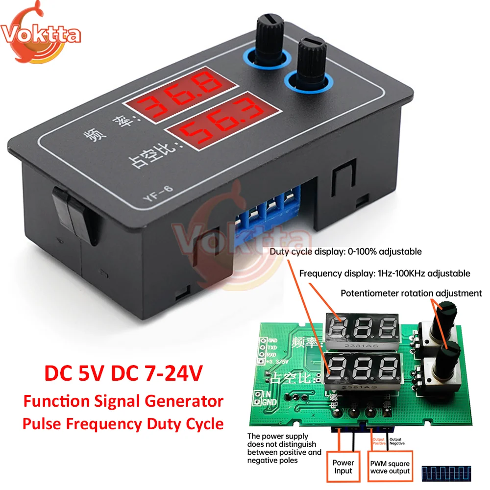 

DC7-24V LCD Display Function Signal Generator PWM Square Wave Rectangular Pulse Frequency Duty Cycle Adjustable Frequency Tester