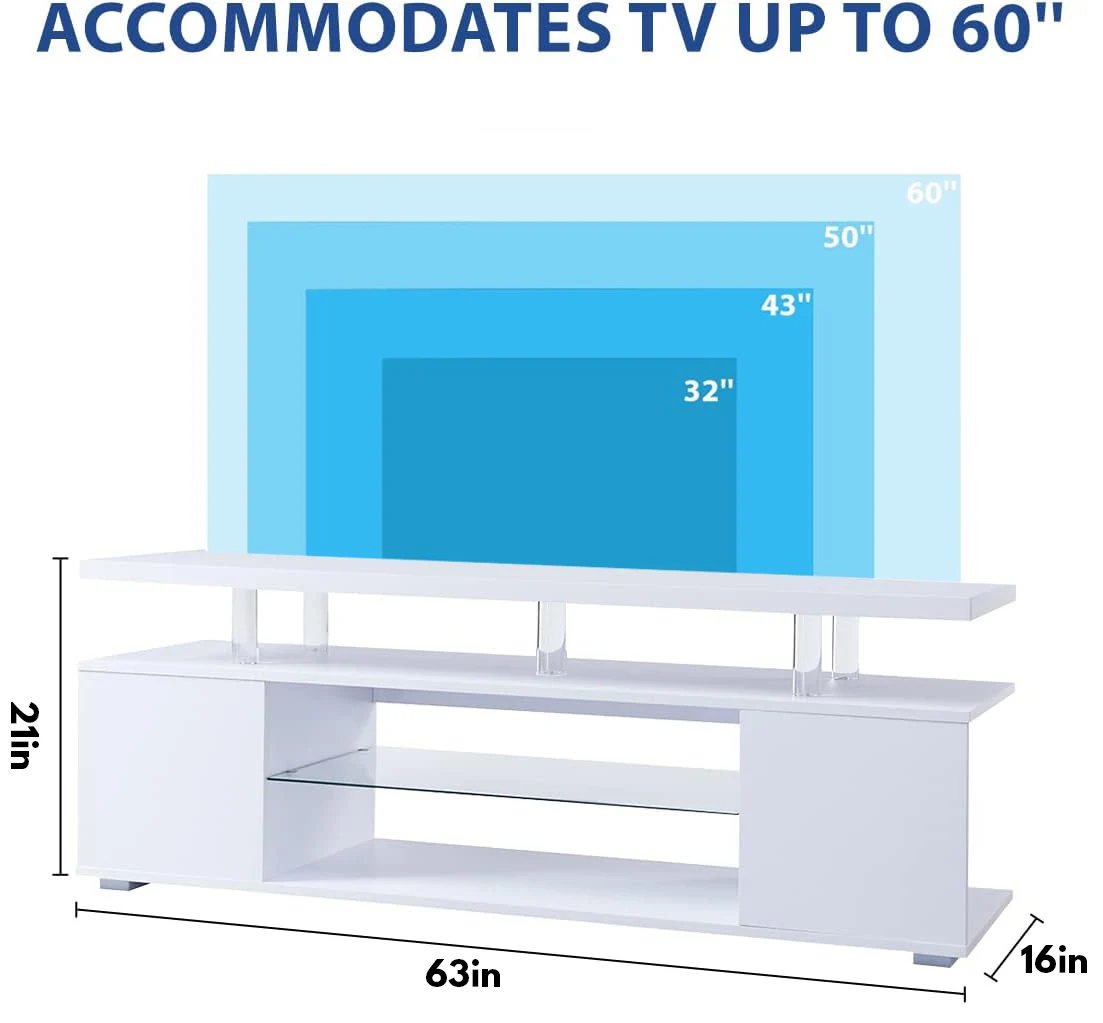 Soporte de TV para TV LED de 70 pulgadas, centro de entretenimiento para juegos, consola de almacenamiento multimedia, mesa con gabinete lateral grande para sala de estar