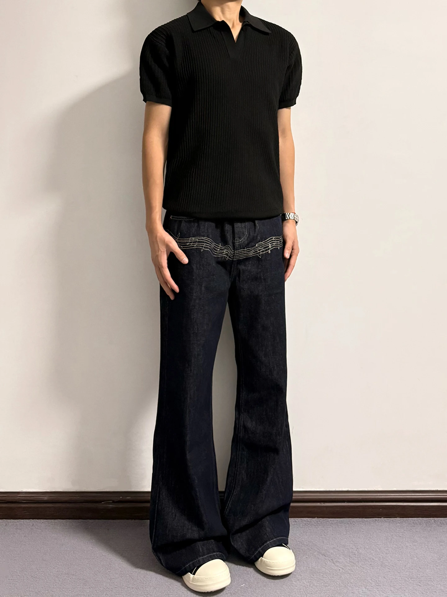 Calças Jeans Estilo Street com Design Retrô Bordado para Homens e Mulheres, Calças de Denim Originais, Moda Jovem em Mistura ...