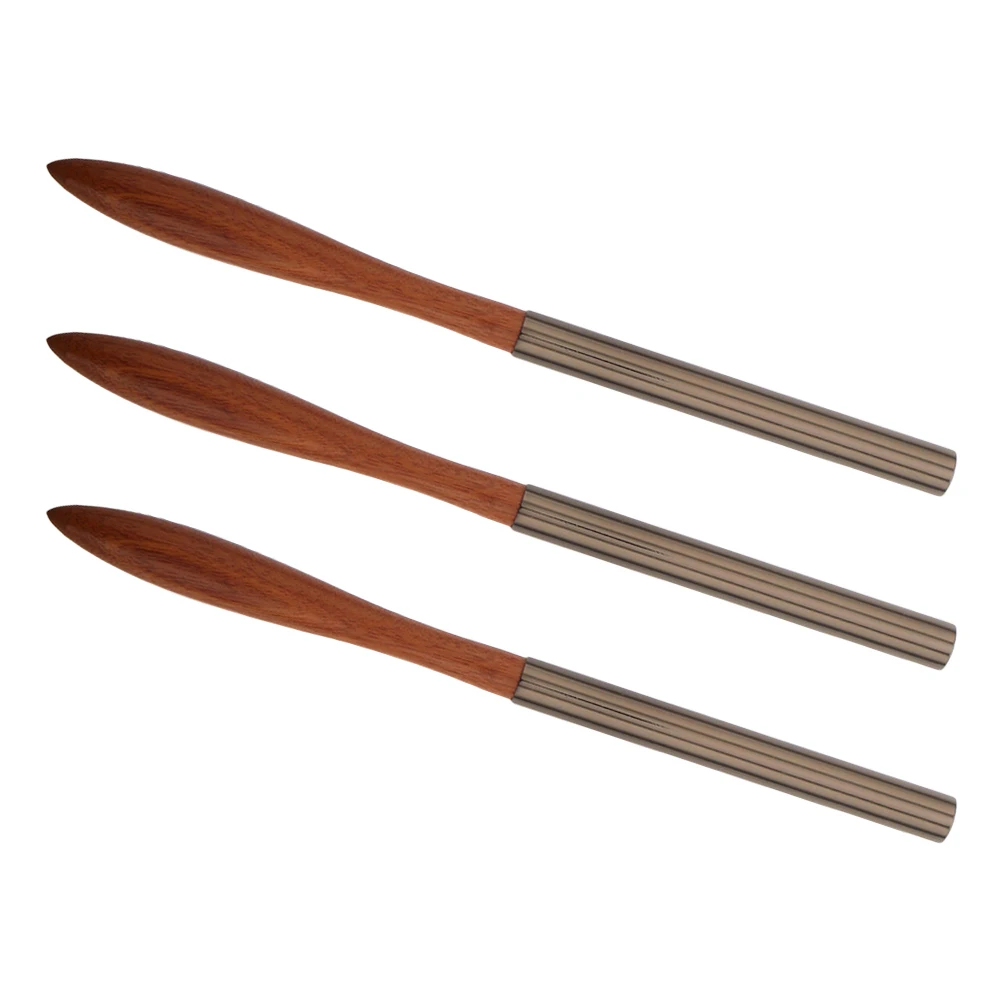 

3Pcs Nail Gel Brushes Flat Head Wooden Handle Ergonomic Comfortable Grip Professional Manicure Nail Painting Pen