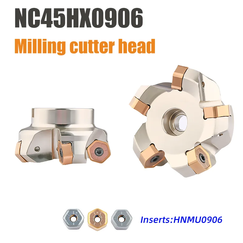 NC45HX0906 Face Milling Cutter Head 45 Degree Fast Feed Milling Cutter Disc For Insert HNMU0906 Double Sided 12 Flutes CNC Tool