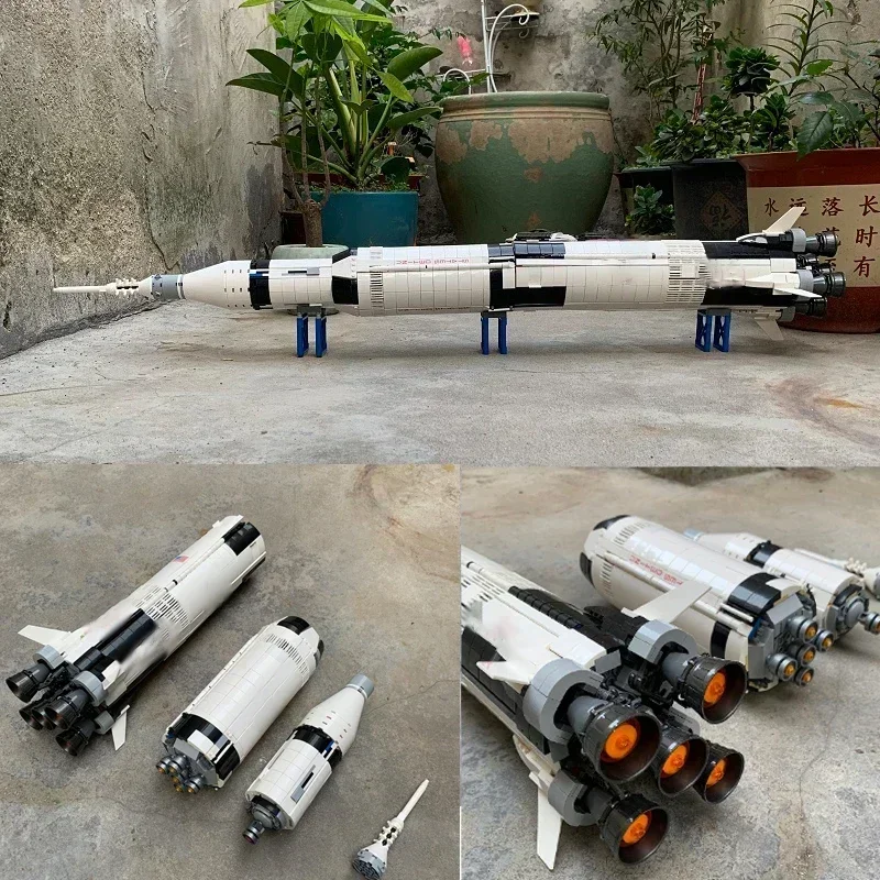 Bloques de construcción Apollo Saturn V 92176, serie de ideas de cohetes espaciales, juguetes educativos para niños, regalos de cumpleaños y Navidad