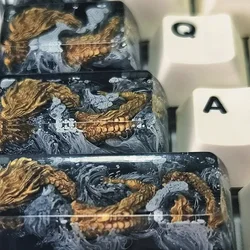 Black Gold Dragon Resin Keycap Spacebar Personality Drip Glue Customized Keycaps for Mechanical Keyboard Gaming Accessories Gift