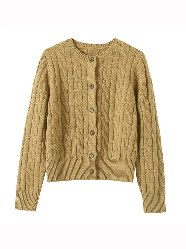 Wool Cable Knit Cardigan Women Sweater