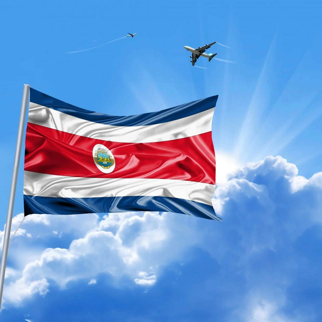 Costa Rica Flag 3x5fts  90x150cm polyester Costa Rica National hanging Flag for home decoration
