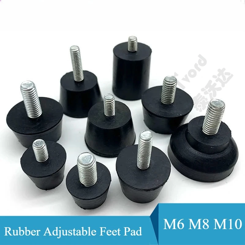 

4Pcs Rubber Adjustable Feet Pad With Screw M6 M8 M10 Table Chair Balck Leveling Foot Pad Furniture Leg Anti-shock Protection