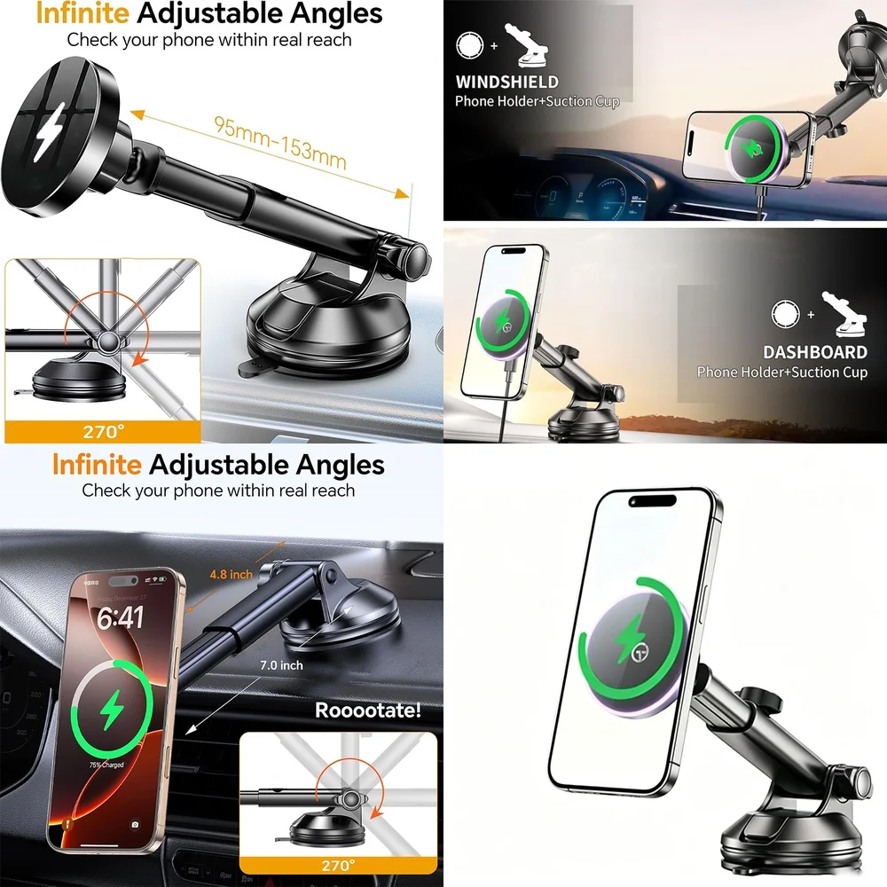 Consumer Electronics Accessories Wireless Car Charger Magnetic Dashboard Car Phone Holder New Chargers Adapters Trending Product