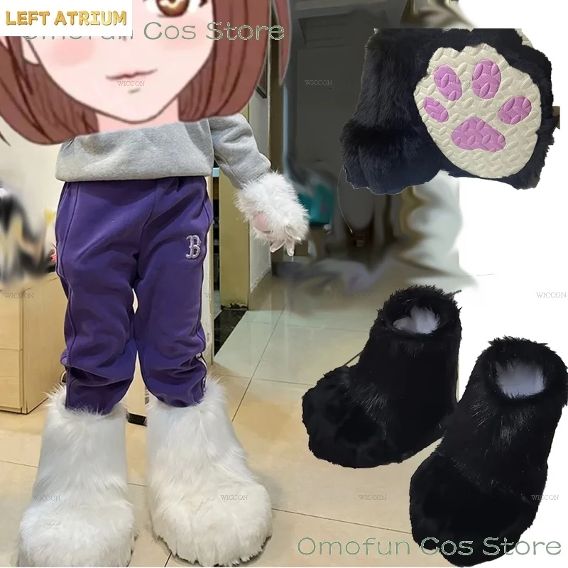

Fursuit Paws Boots Cosplay Shoes Furry Cosplay Rubbit Cat Foots Accessories Animals Cosplay Fluffy Expo Party Cos Wearable Prop