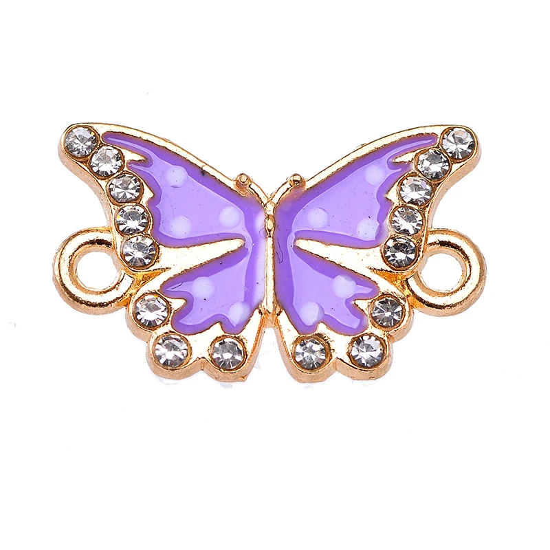 10Pcs 18*11MM Colorful Butterfly Charm Pendant Jewelry Connector for Women\'s Bracelet Necklace DIY Handmade Accessory Ornaments