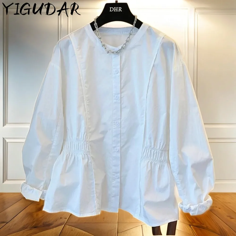 

Spring Autumn Doll Collar White Embroidery Buttons Shirt Women Elegant Fashion Long Sleeve Sweet Blouse All-match Casual Blusa