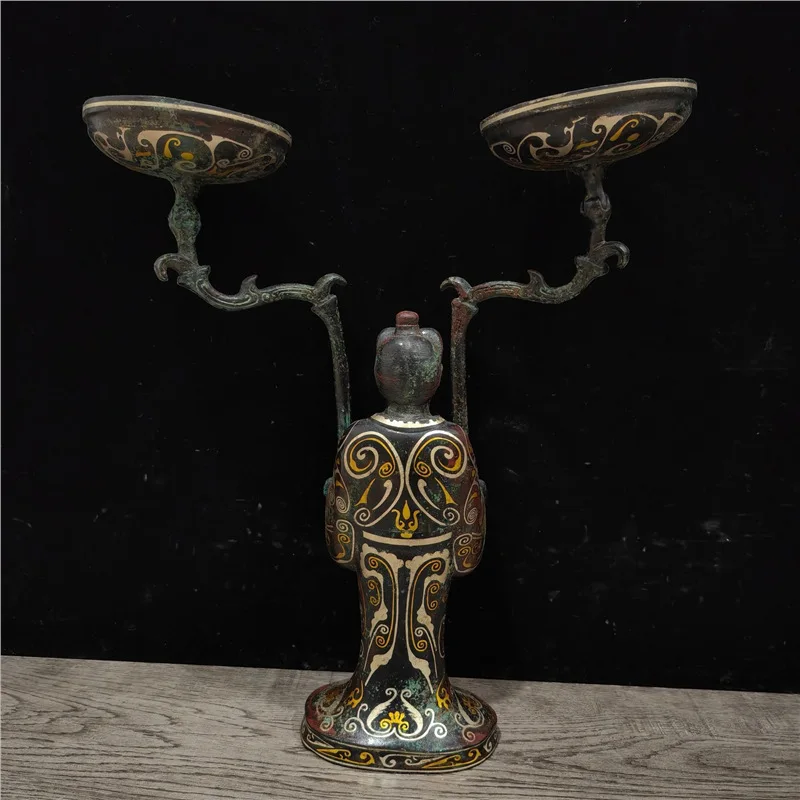 Copper Xiangde Bronze Ornaments Ancient Ancient Ancient Warring States Human-Shaped Copper Lamp Ancient Lights Ancient Lamps Cop