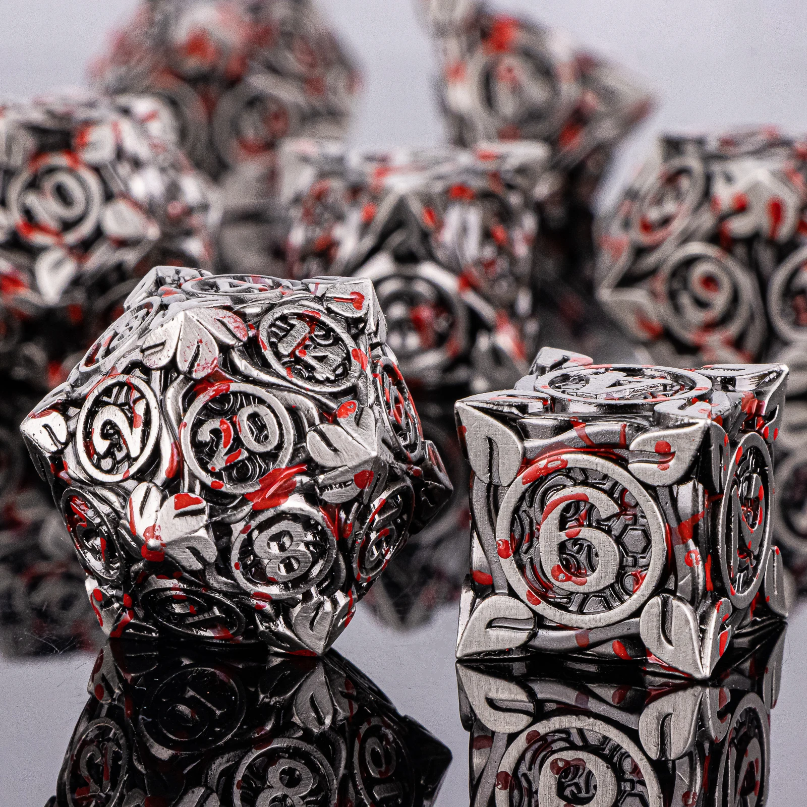 7-teiliges Würfelset DND Metall Komplettset für Dungeons and Dragons Polyedrische RPG D&D Geschenkidee – Detail 12
