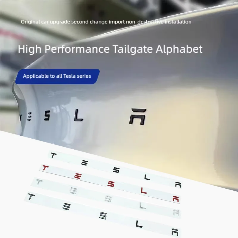 for ABS Carbon Chrome Black Logo Tesla Letters Emblem Car Rear Trunk Letters For Tesla Model 3 Y X S Accessories