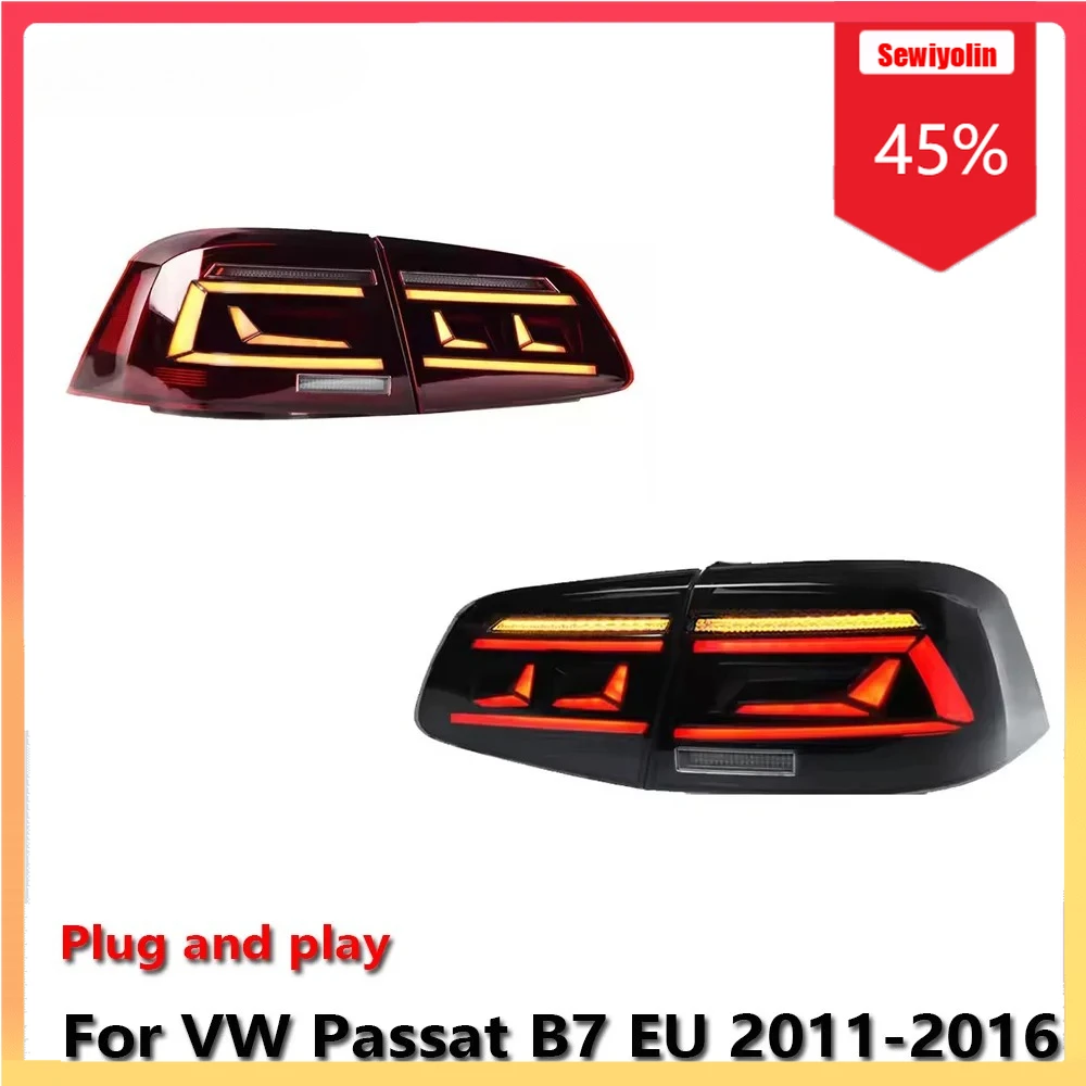 

Автомобильный светодиодный задний фонарь, автомобильные детали для VW Passat B7 EU 2011-2016, авто противотуманные DRL, стоп-сигнал поворота, лампа Plug and Play