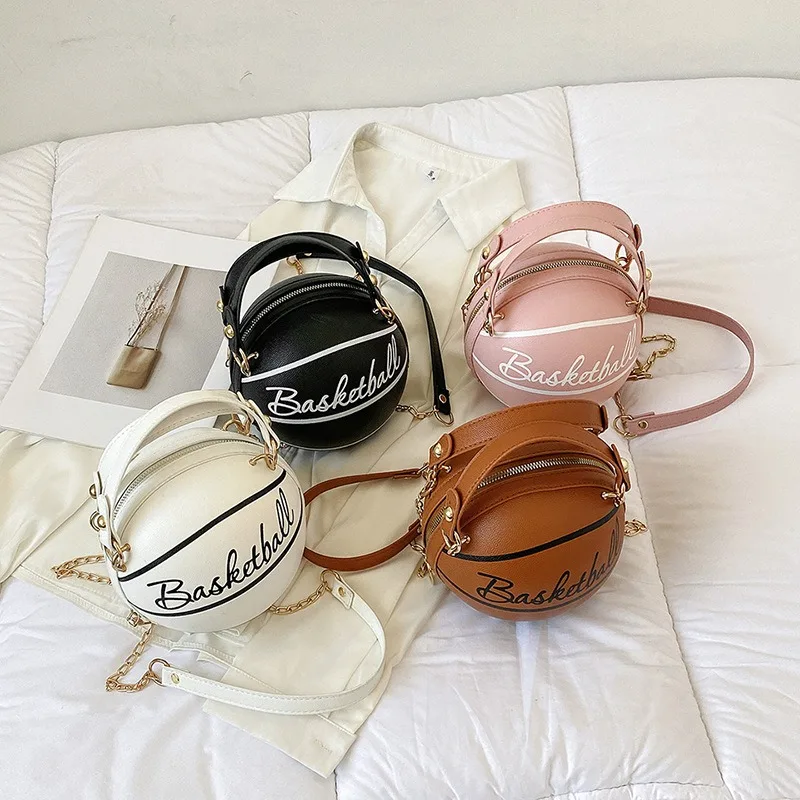 

1/4pcs Women Elegant Simple Texture Basketball Bag Korean Fashion Letter Chain Handbag Single Shoulder Purse