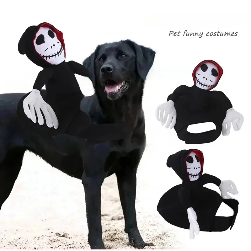 Halloween-Haustierkostüm für Hunde, Skelett-Reiter-Stil, Hunde-Cosplay-Kleidung, lustiges Reitoutfit, mittelgroße und große Hunde, Party-Verkleidung – Detail 7