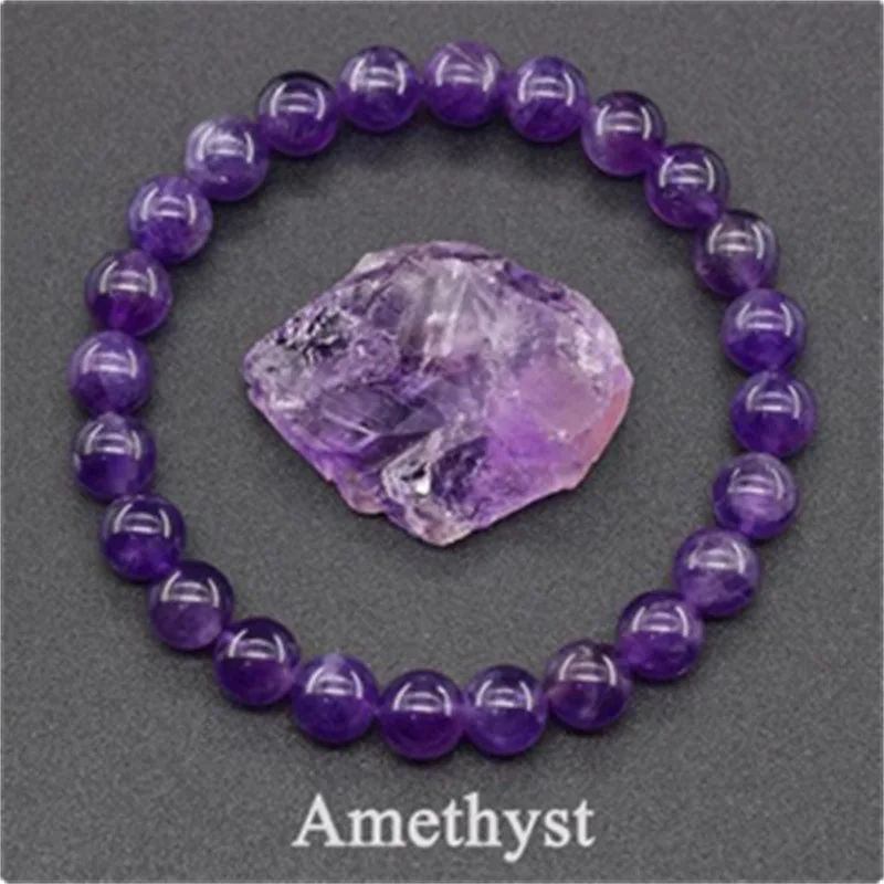 Natural Stone Bracelet Agate Quartz Amethyst Beads Bracelet for Women Men Reiki Healing Elastic Bracelet Fashion Jewelry Gift