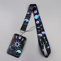 Vintage Space Moon Credential Holder Keychain Lanyard for Keys Art Neck Strap ID Card Gym Phone Straps Hang Rope Lariat Jewelry