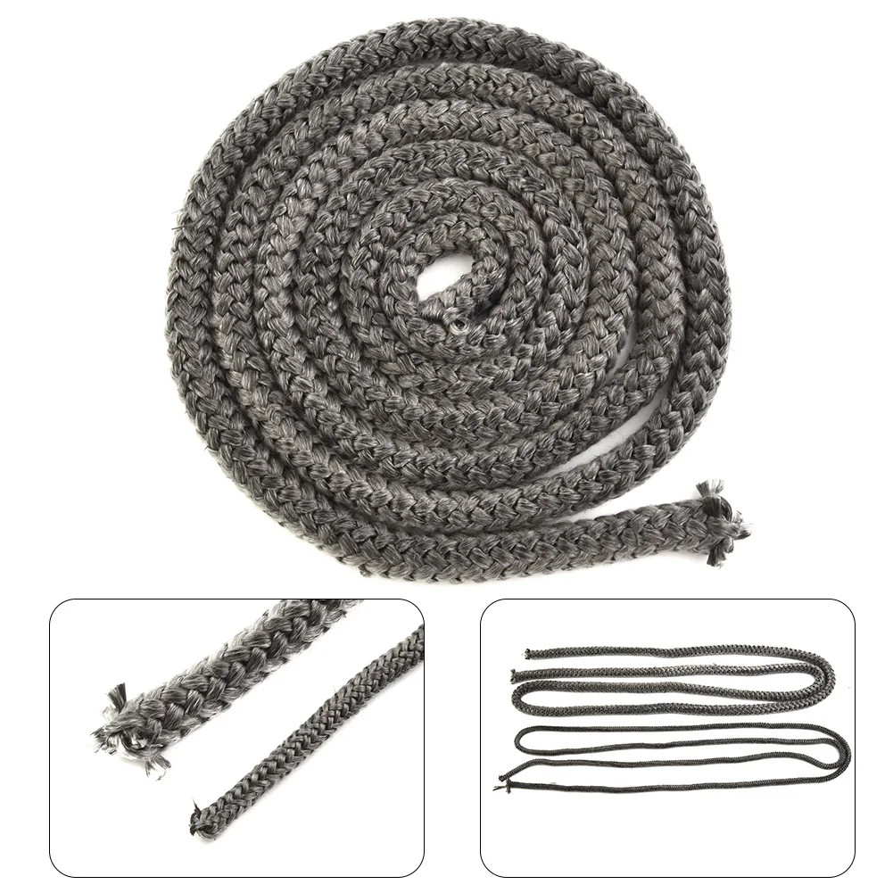 6/8/10/12mm Black Gasket Cord Stove Door Fireplace Cord 2m Fiberglass High Temperature Woodburner Sealing Rope Replacement