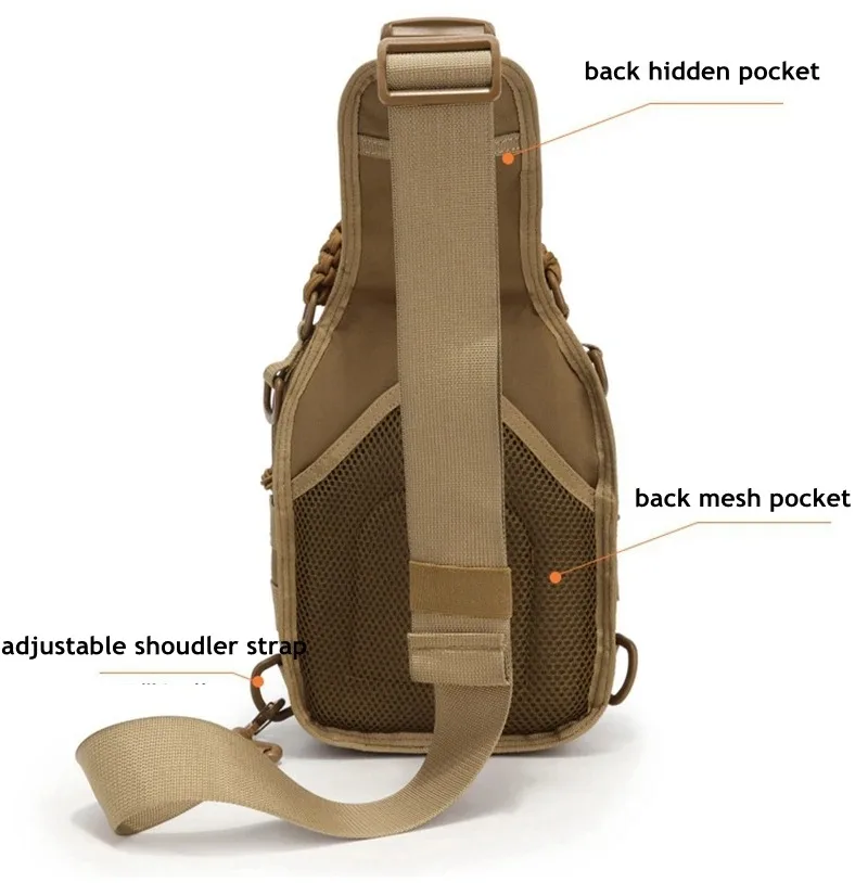 Men\'s Outdoor Chest Bag Tactical Shoulder Bag Sling Backpack 900D Oxford Mountain Camping Fishing Trekking Molle Mi