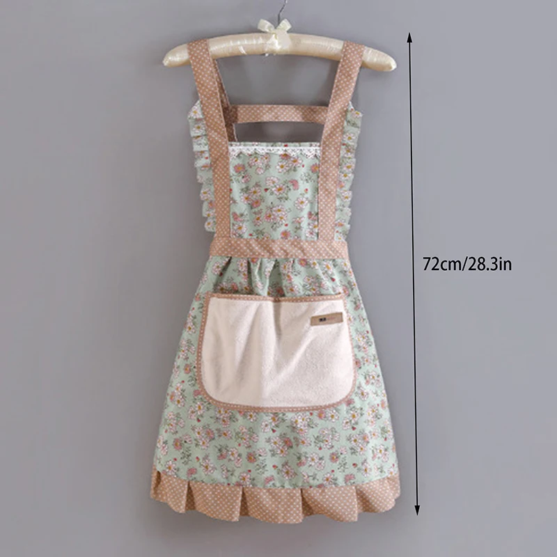 Cotton Canvas Floral For Women'S Kitchen Oilproof Apron With Pockets And Adjustable Waist Belt Waterproof Sleeveless Bib Apron