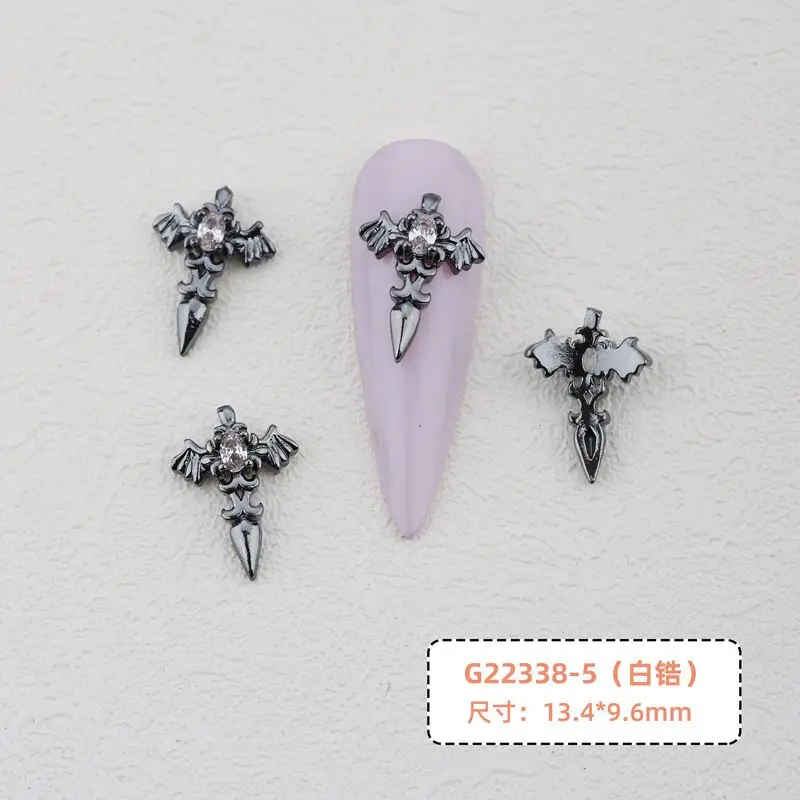 10 stücke Halloween dunkels ch warzes Kreuz Zirkon Kristall legierung Strass Schmuck Nagel kunst Dekorationen Nägel Zubehör Charms Lieferungen