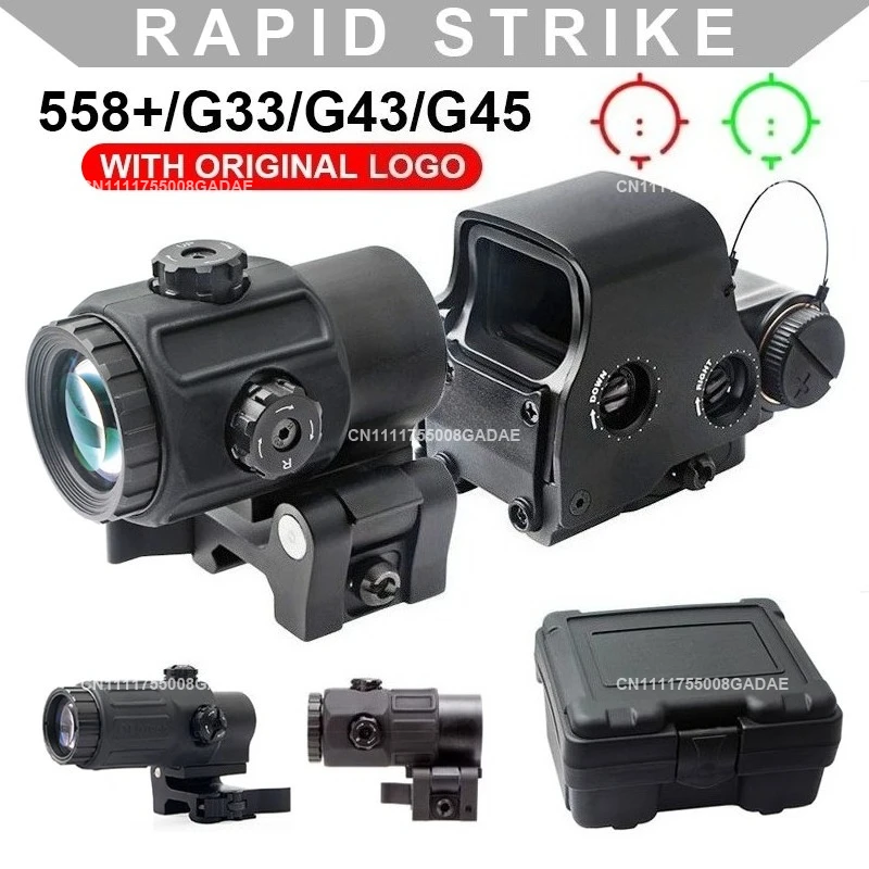 

Tactical 558 EXPS2-2 Holographic Red Dot Sight G43/G45/G33 3X 5X Magnifier HHS Hybrid Rifle Sightscope w/ Picatinny Rail Mount