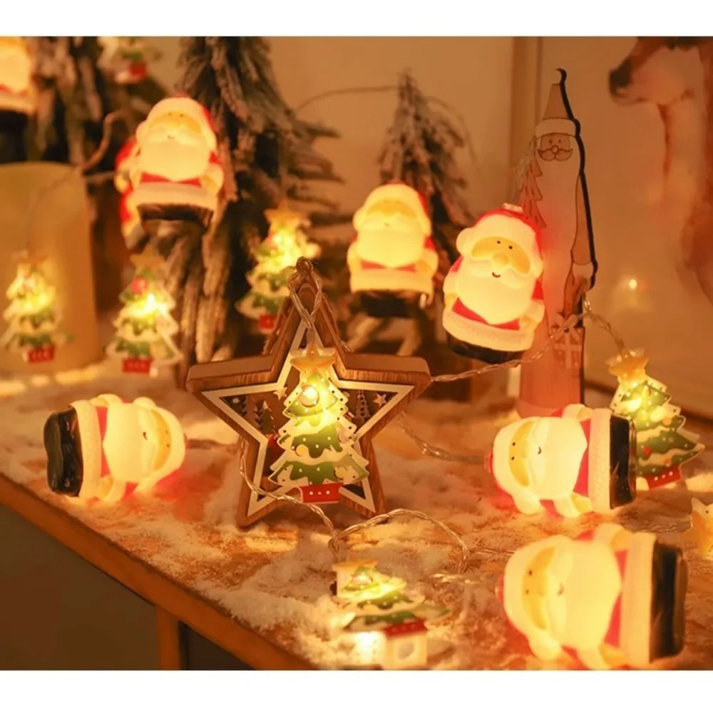 1.5 metri LED Christmas String Lights 3D fai da te Decor Tree Lantern Strip Battery Version Pendant Santa Snowman Style