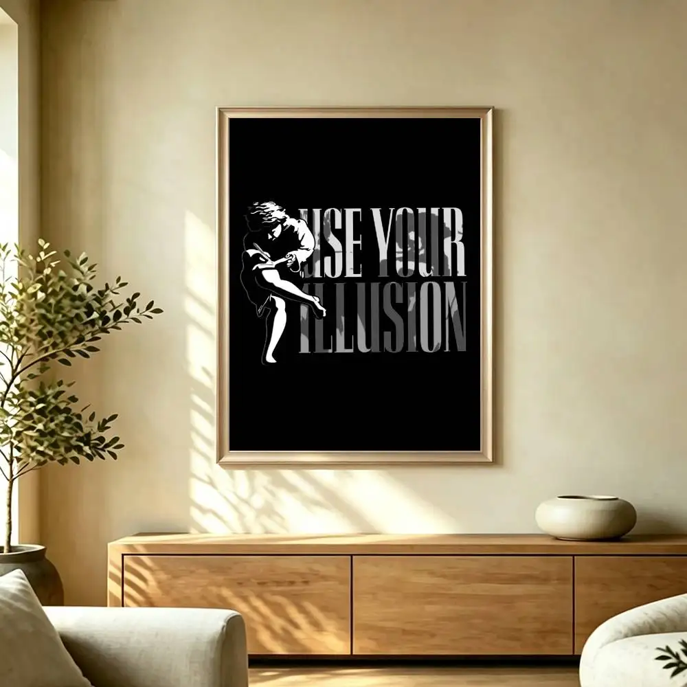 Rock Band Guns N Rose-s Poster Waterproof Wall Art Sticker For Bar Living Room Vintage Decor High Quality Print Gift