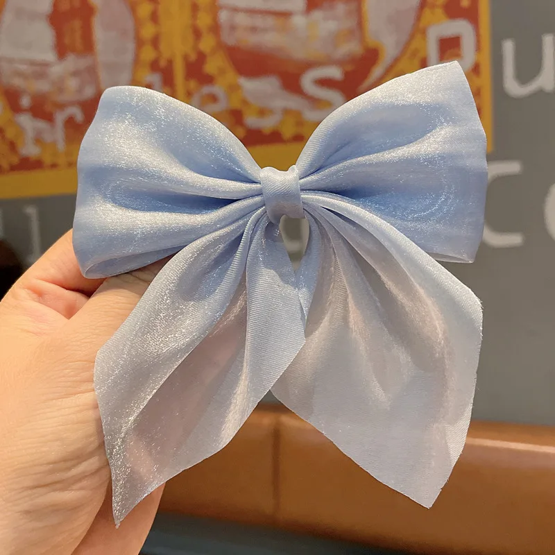 Girls pink Big Hair Bow Ties Hair Clips Satin Two Layer Bow for Women Bowknot Hairpins Trendy Hairpin Girl Hair Accessory