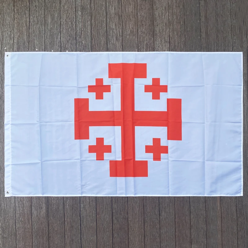 Xvggdg Jerusalem Kreuz Flagge 9 3x5ft 100D Polyester Große Franziskaner Holyland Christian Banner