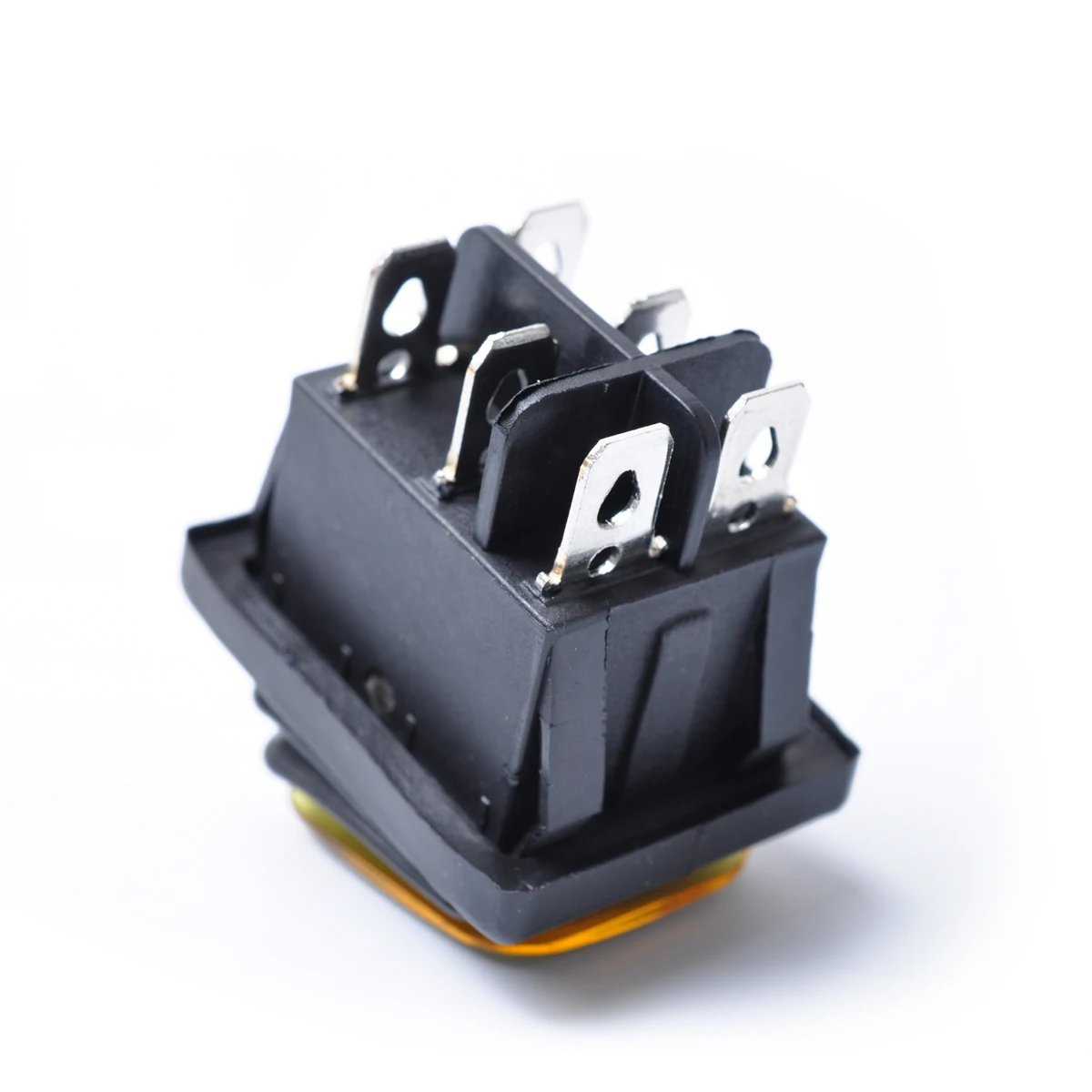 

Waterproof Rocker Switch Yellow Light Boat 6 Pin Nickel Plated On- Round Latching